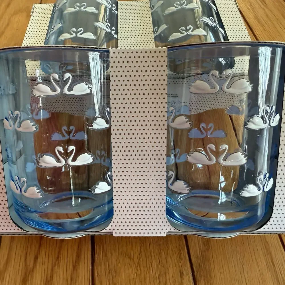 Cupcakes and Cashmere 4 Kissing Swans Light Blue Tumblers 16oz Cottagecore - Picture 5 of 7